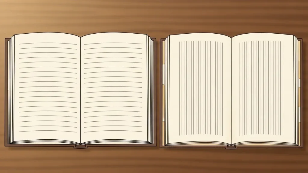 冊子の綴じ方向の図解イラスト